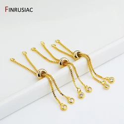 DIY Jewelry Making Supplies 14K/18K Gold Plated Brass 5/7/12cm Adjustable Slider Chains For Bracelet Making Accessories