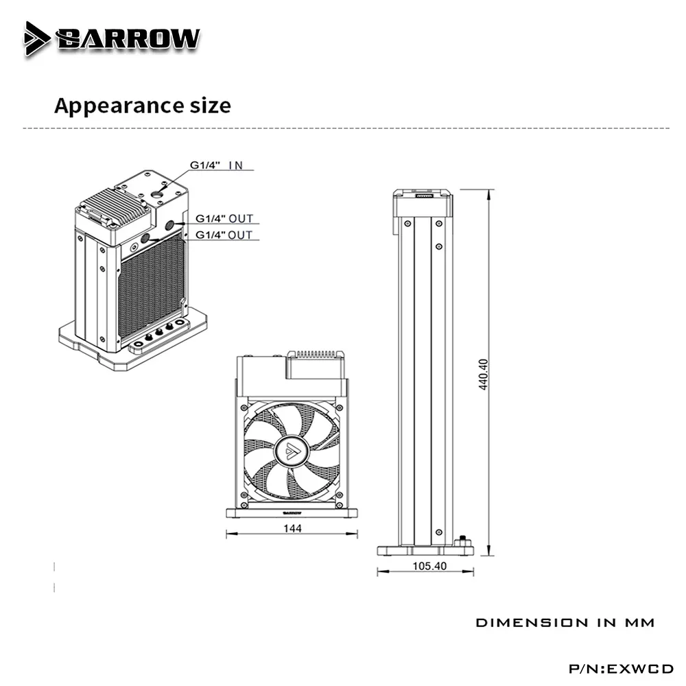 Barrow 360 Externe Waterkoeling Radiator Pomp Uitlaat Geïntegreerde Waterkoeler Voor Itx Laptop Halfgeleider Warmteafvoer