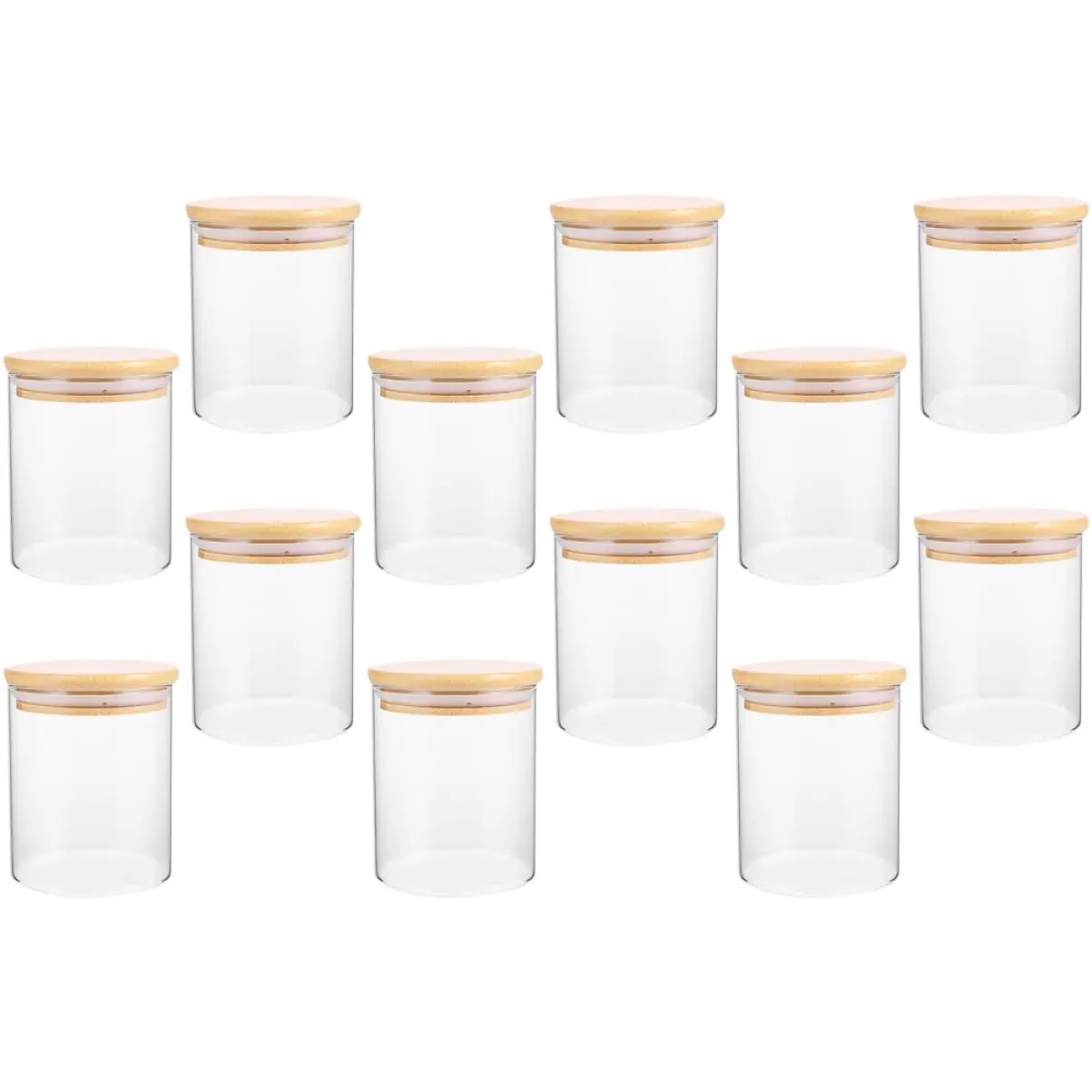 

12 Pcs Glass Spice Jars with Bamboo Airtight Lids Empty Food Storage Containers for Kitchen, Seasonings, Herbs, Salt