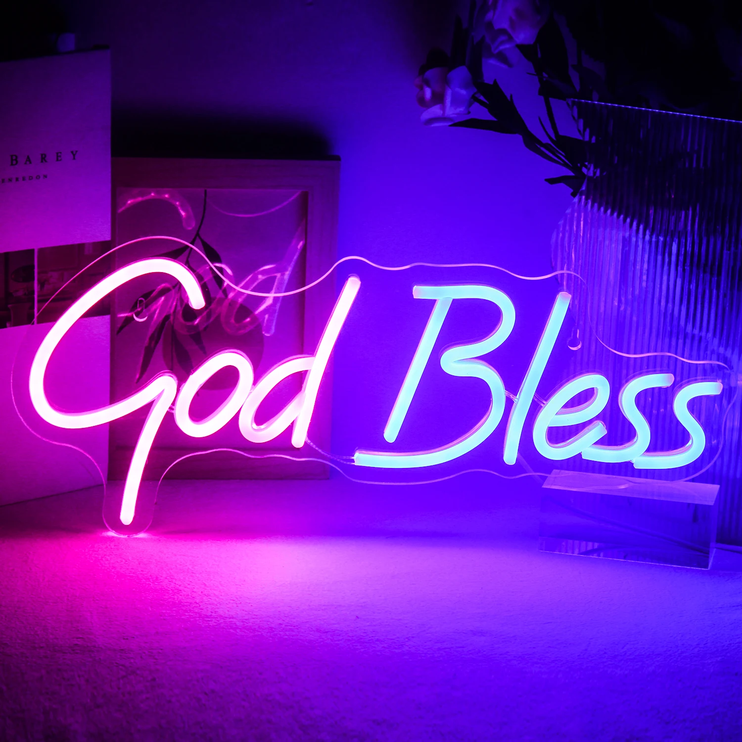 

Wanxing God Bless Custom Neon Lights LED Sign Bedroom Home Aesthetic Wall Decoration Led Luminous Signs Arcade Party Art Lamps