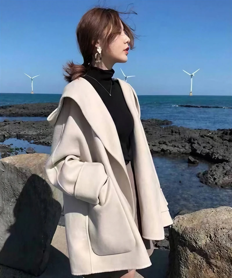 

Шерстяные пальто, женское шерстяное пальто, женское осеннее вельветовое жаккардовое пальто в корейском стиле со съемными пуговицами на талии с рукавами-фонариками OL