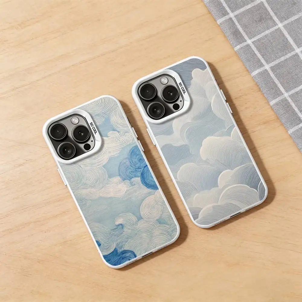

Pale Cloud Art Phone Case for iPhone 17 16 15 14 13 12 11 Pro Plus Max Air Mini X XS TPU Bumper
