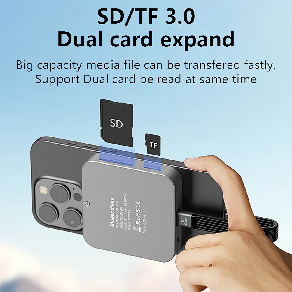 M.2 NVMe/SATA SSD 인클로저가 포함된 8 in 1 USB C 허브 USB C 허브 어댑터 M.2 NVMe 및 SATA SSD용 알루미늄 합금 USB-C 3.2&USB-A 3.2