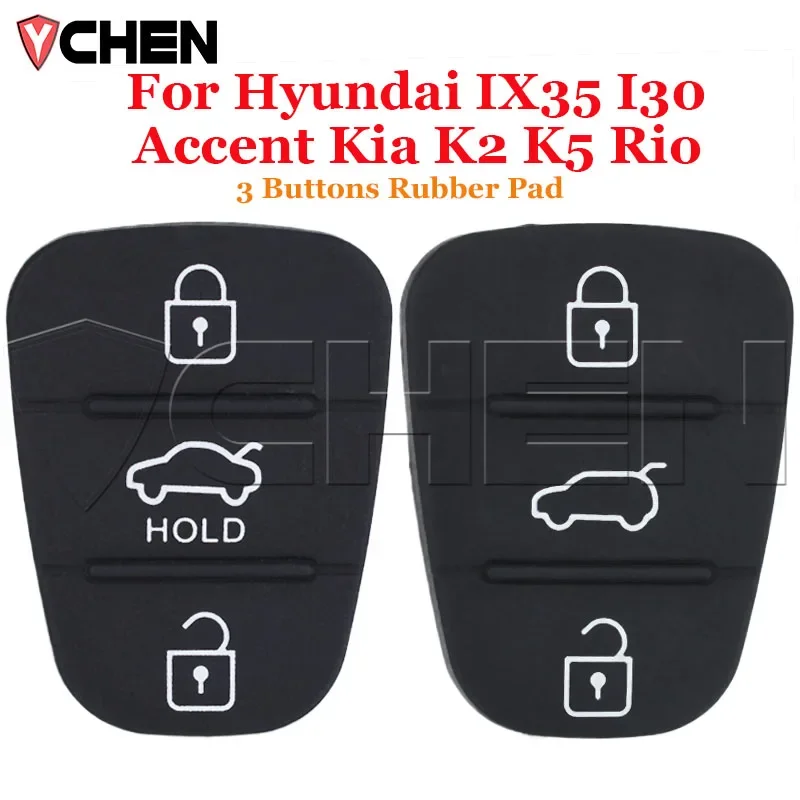 Smart Remote Car Key Skin Replacement 3 Buttons Rubber Pad Key Shell For Hyundai IX35 I30 Accent Kia K2 K5 Rio Key Fob Case ​