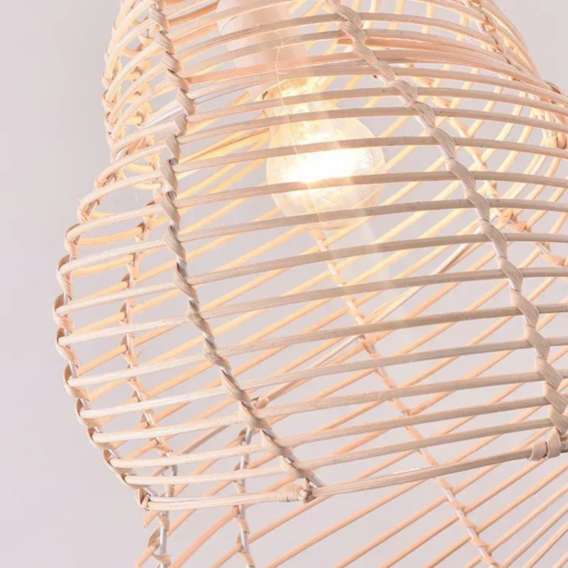 FT Conch Bamboo Rattan Retro Pendant Light  Rustic Style Bamboo Handmade Pendant Light Restaurant Hanging Decorative Lighting