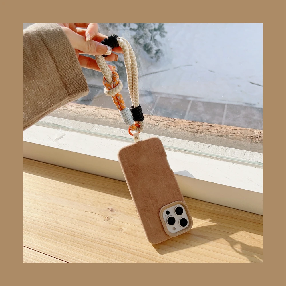 Korea Universal Braided Mobile Phone Short Lanyard Strap  Hanging Chain Ring Cord with Patch Wrist Strap Cell Phone Detachable