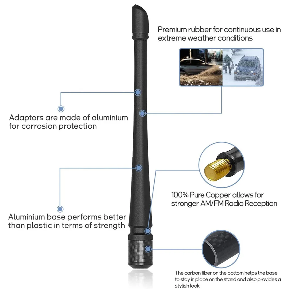 13Inch Rubber Antenna For Dodge Ram 1500 2012-2022 + Truck Car Accessories Antenna Replacement For AM FM Reception