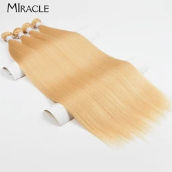 MIRACLE Straight Hair Extensions Synthetic Hair Bundles 30Inch Weaves Hair Piece Ombre Red Blonde Super Long Fake Hair Weaving