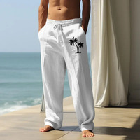 2025 Men's Coconut Printed Breathable Cotton and Linen Loose Casual Sports Pants
