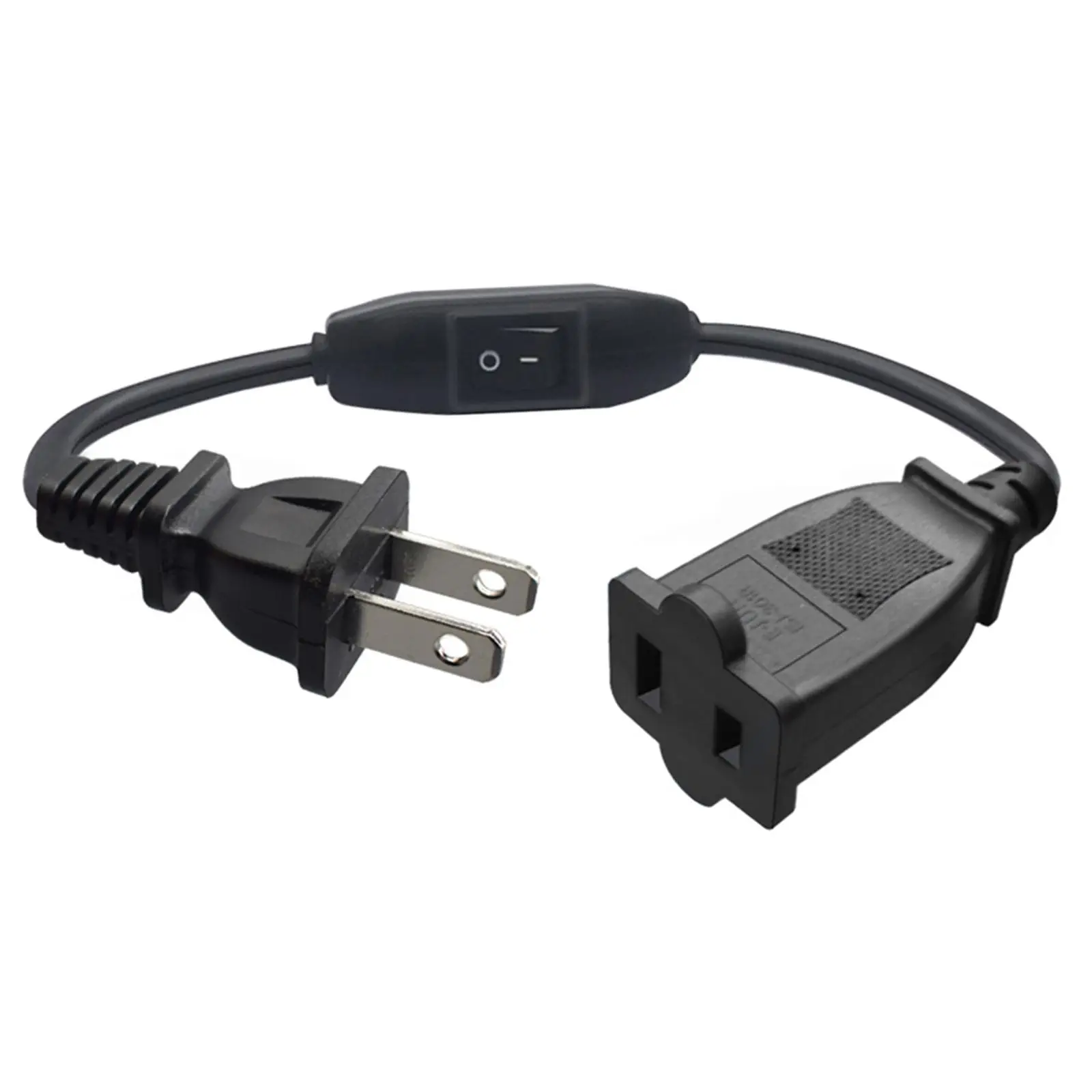 2 Prong Polarized Extension Cord with Switch, A/125 Male/Female 0.3 Meter Cable Switch Extension Cord, for Lamps.