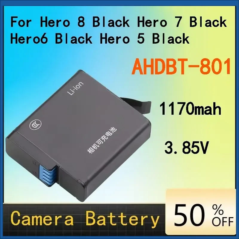 AHDBT-801 1170mah for GoPro Hero 8/7 Hero8 Black Battery Full Decode Persistent Standby High-Performance