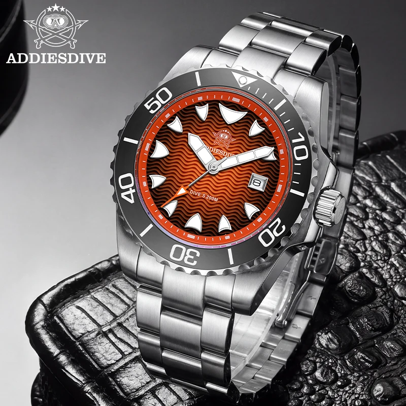 ADDIESDIVE New Men Watch AD2561 Waterproof 20Bar Diving Quartz Wristwatch Super Luminous 316L Stainless Steel 41mm Luxury Watch