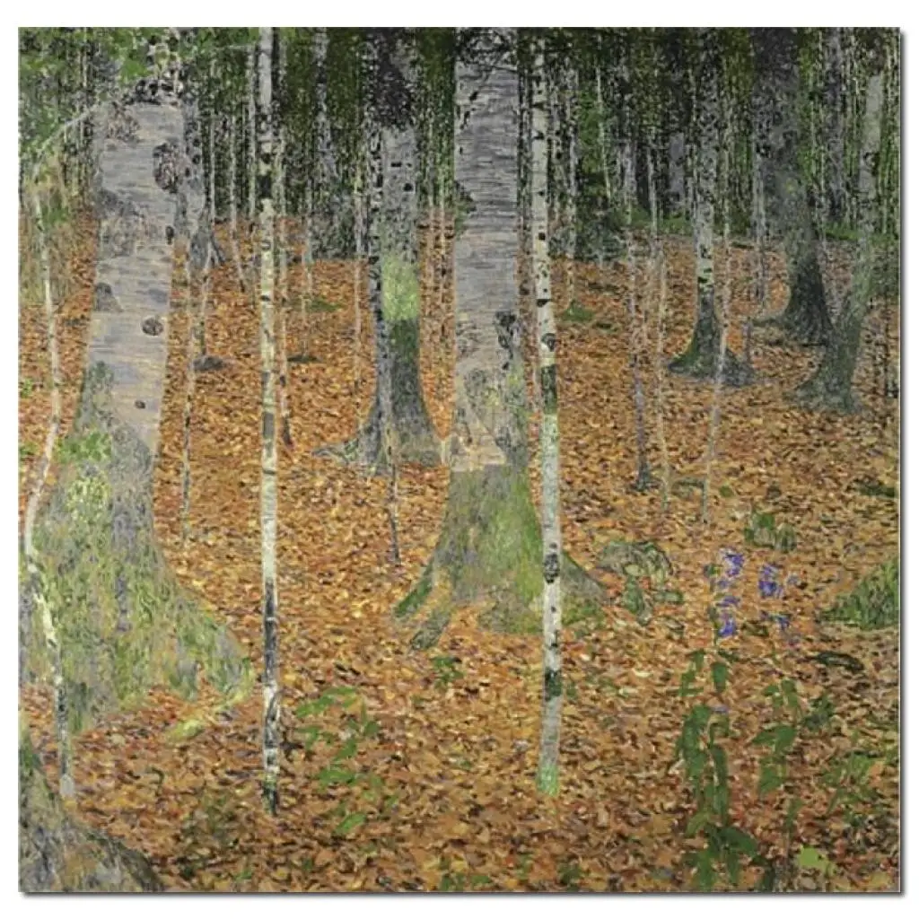 

Forest Canvas Wall Art the Birch Wood Gustav Klimt Painting Handmade Landscape Artwork for Living Room Decor Large High Quality