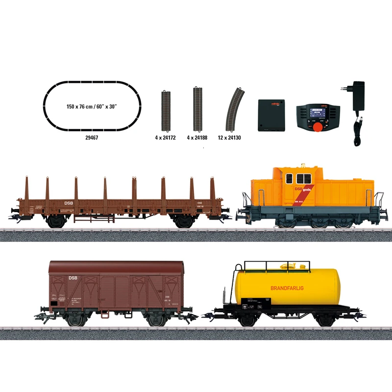 Marklin Train Model 29467 HO 1/87 Danish Freight Train Rail Car Digital Set Hot Wheels