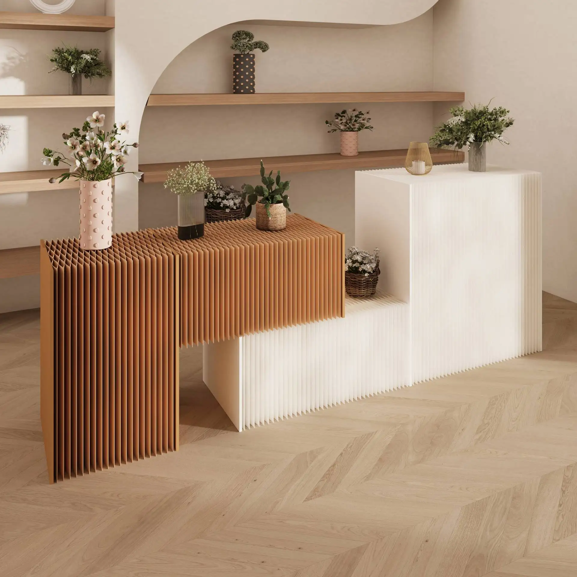 Folding Zhongdao Platform Shelf Display Rack Movable Display Cabinet