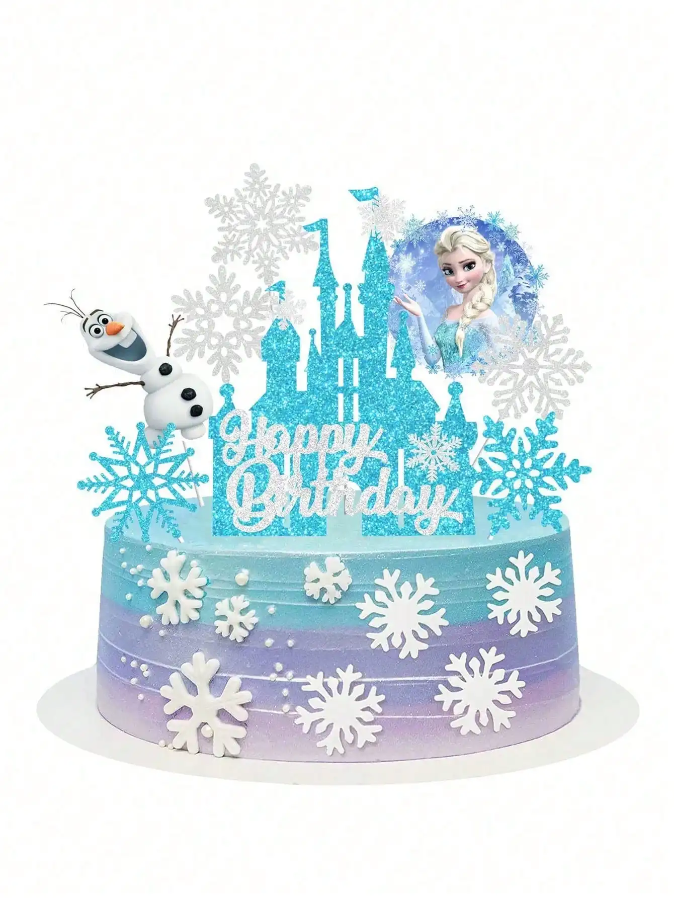 مجموعة أغطية الكيك المجمدة مكونة من 8 قطع - تحت عنوان إلسا وآنا، مثالية لحفلات أعياد ميلاد الأطفال، يجب اقتناؤها - مستلزمات الحفلات المجمدة