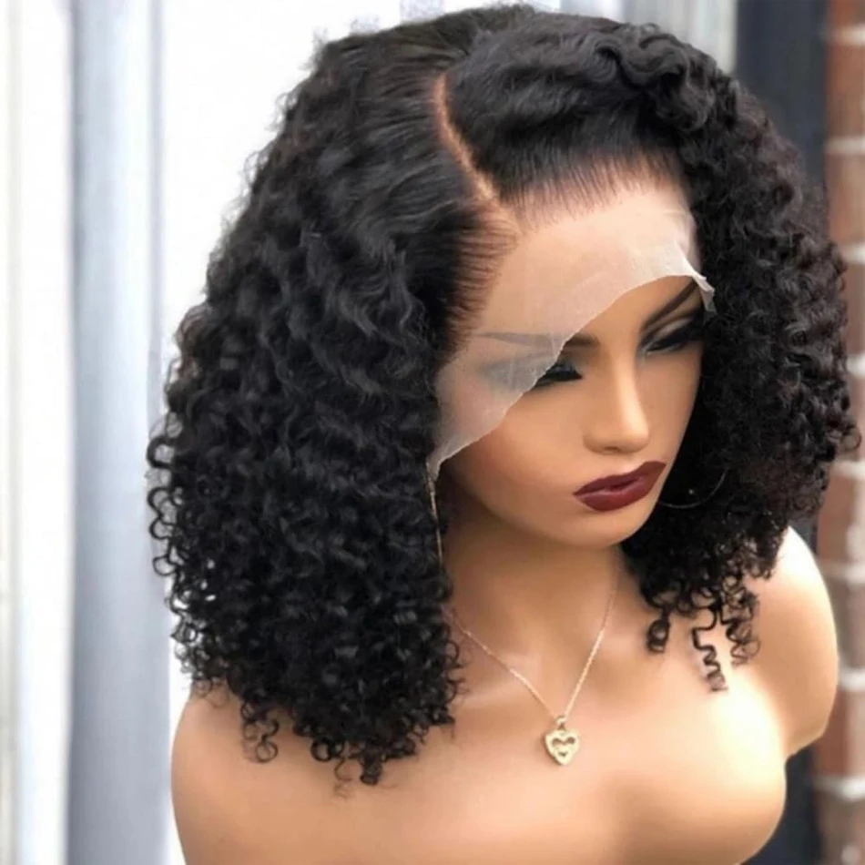 

Wear and Go Glueless Wigs Kinky Curly Short Bob Wig Upgraded 13x4 Lace Closure Wigs Ready To Go Human Hair for Black Women Deep