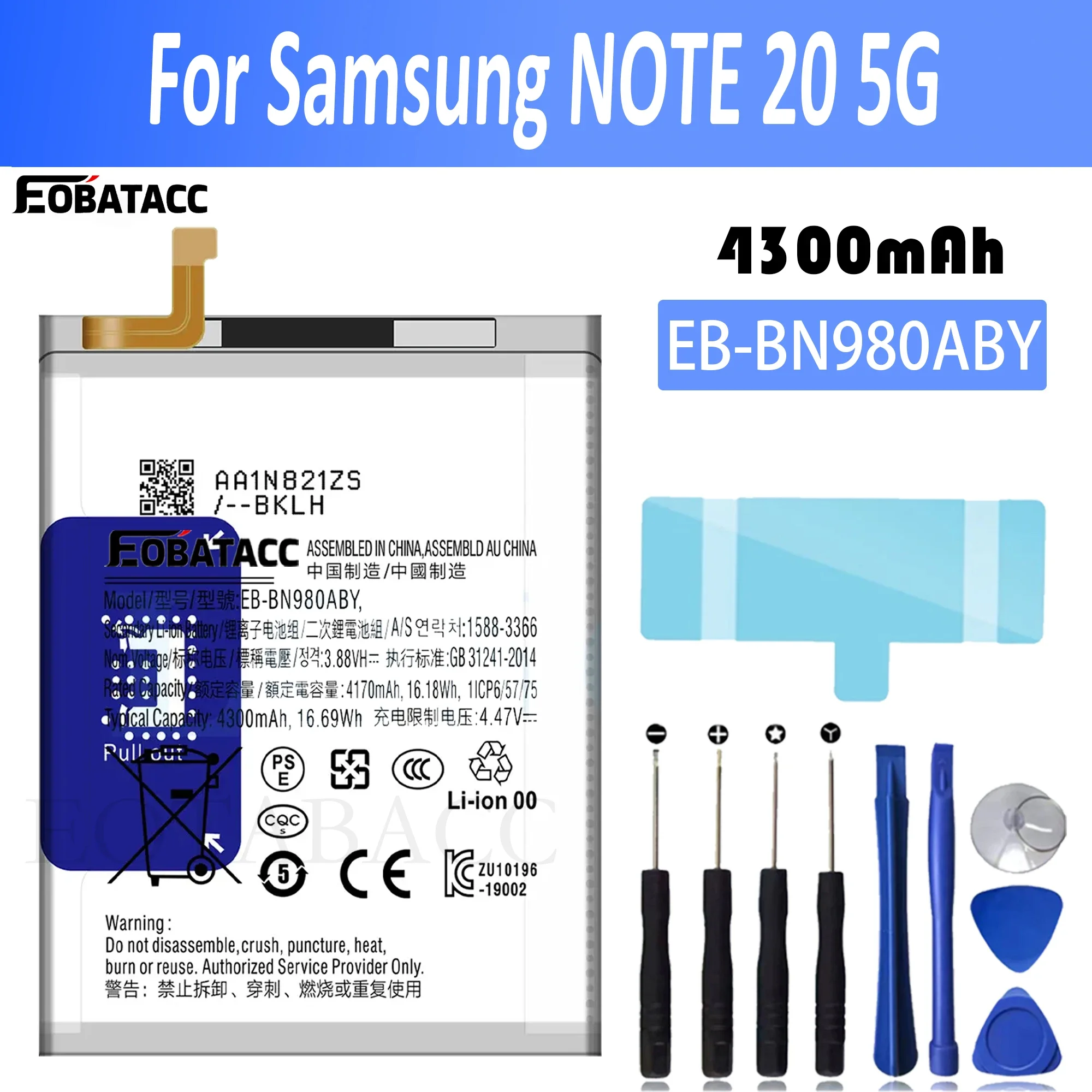 

2025 Years EOTABACC New 100% High Quality EB-BN980ABY Battery For SAMSUNG Galaxy NOTE 20 5G mobile phone Bateria+ Free Tools