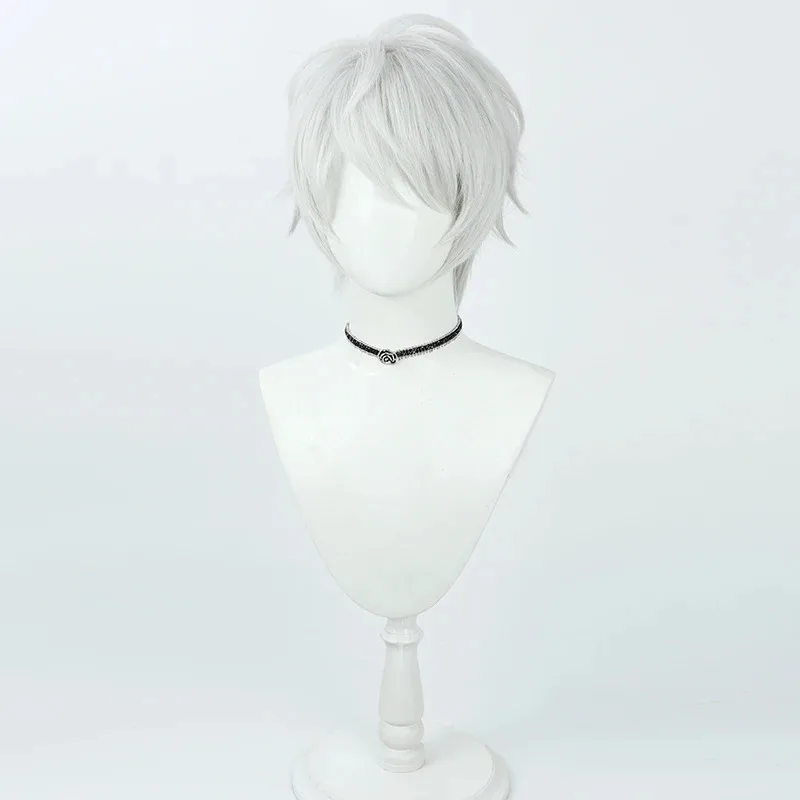 Game Honkai Impact 3 Kevin Kaslana 30cm Short Silver White Cosplay Anime Heat Resistant Fibre Wigs + Wig Capx;3,v'6.f;9,