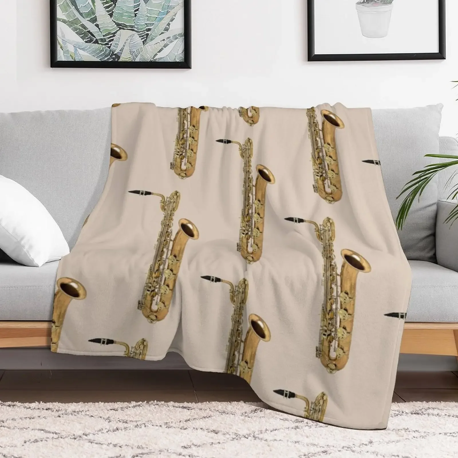 Big Baritone Saxophone Throw Blanket Soft Solid Color Blanket for Couch Bed