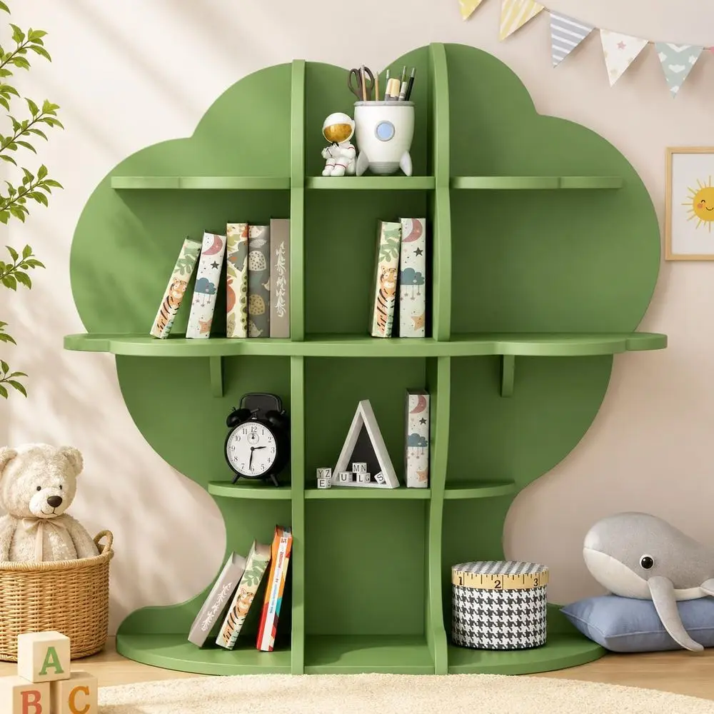 

4-Tier Wooden Kids' Bookshelf - Storage Organizer for Children's Toys and Books in Playroom, Nursery, and Bedroom