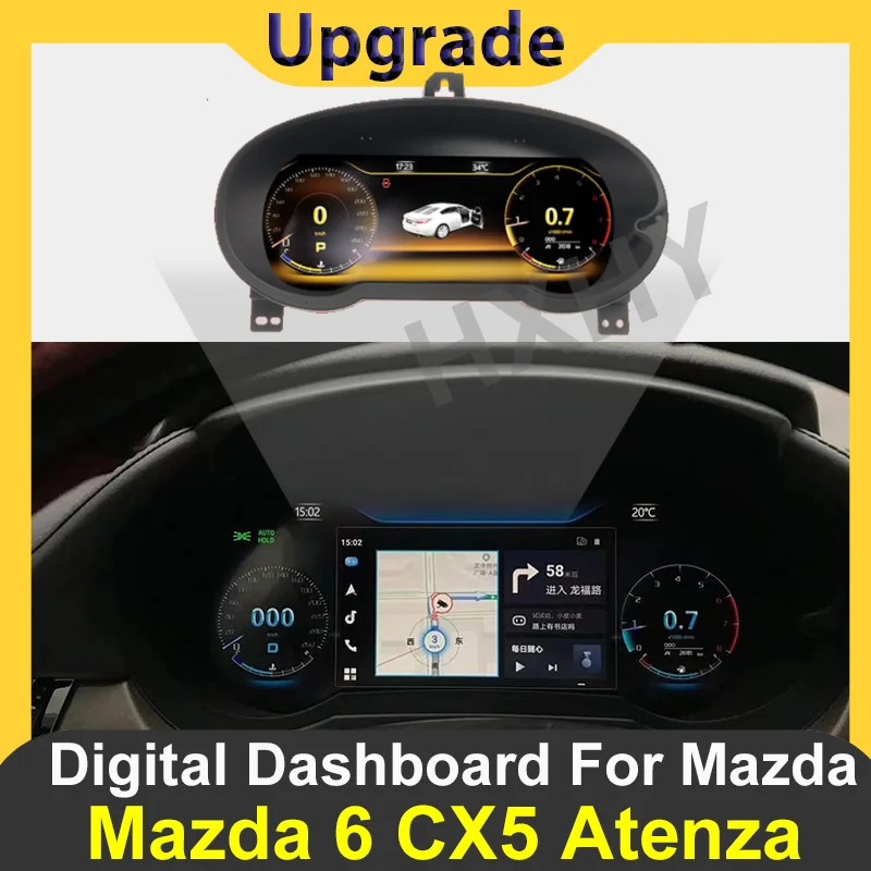 2024 Car Digital Cluster Instrument CockPit for Volkswagen for Mazda 6 CX5 Atenza 2017- 2021 LCD Speedmeters Dashboard Player