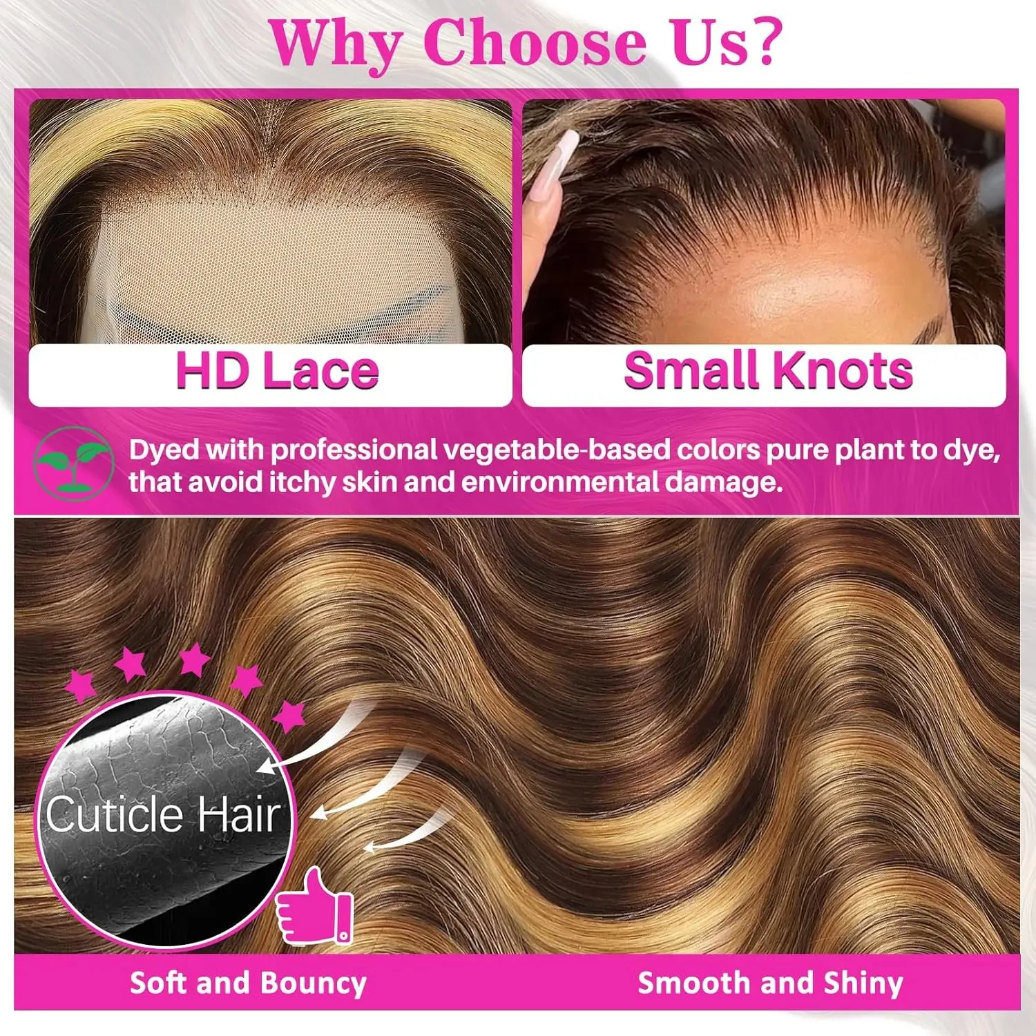 วิกผมลอนบอดี้เวฟสี 4/27 ไฮไลท์ ผมแท้ 13x6 วิกผมหน้าผากลูกไม้ HD ความหนาแน่น 200% พร้อมผมเบบี้แฮร์แบบตัดสำเร็จรูป สำหรับผู้หญิง