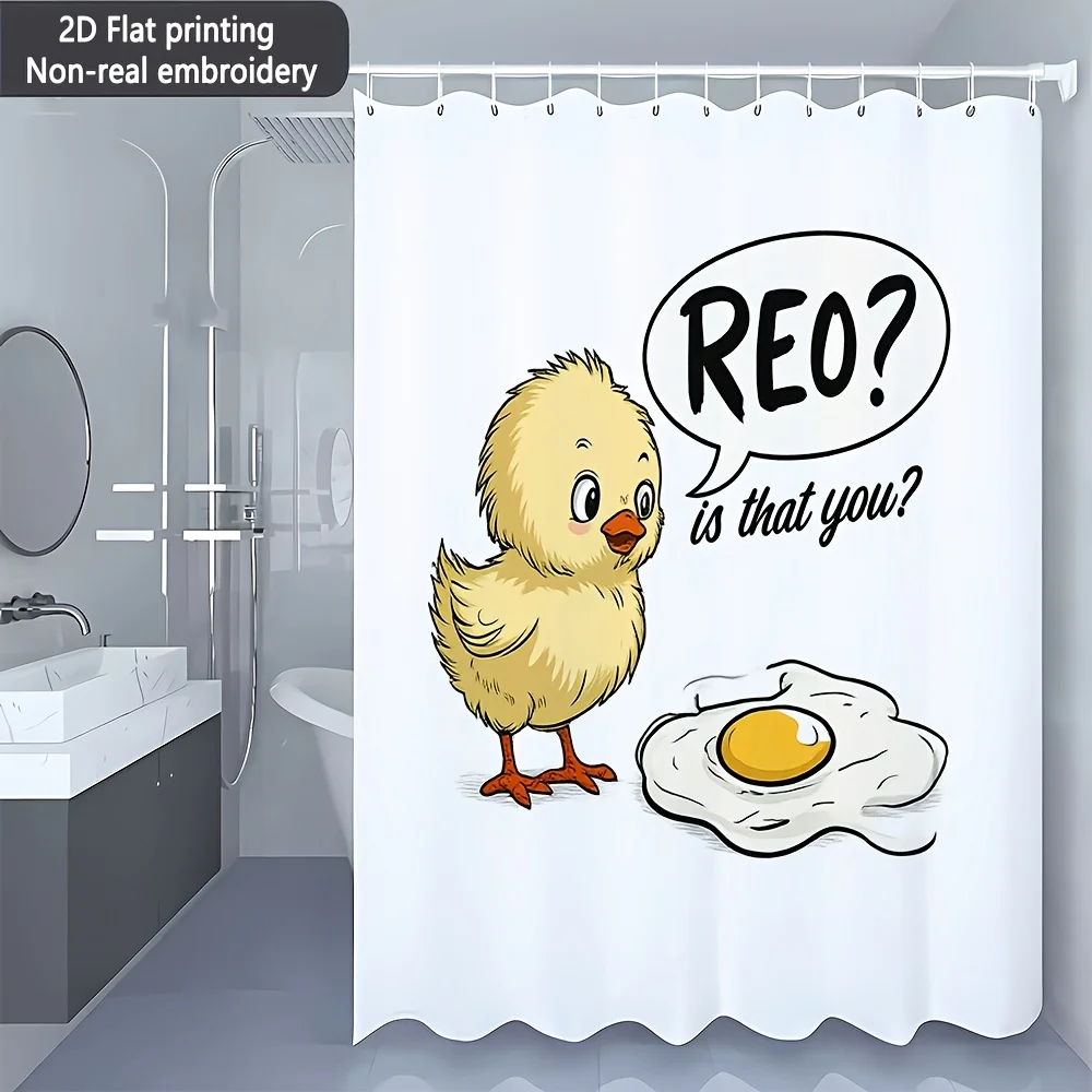 Funny Cartoon Chick Reo Shower Curtain Novelty Bath Decor Waterproof Printed Curtains Cute Egg Shower Liner 180x180cm Bathroom H