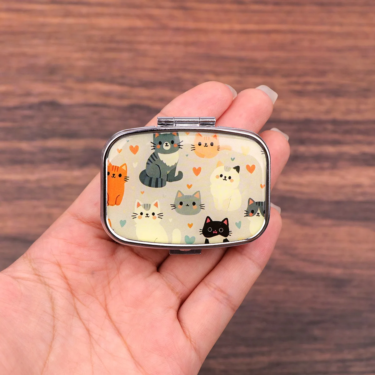 Cartoon Colorful Cats Travel Pill Organizer Pocket Mini Portable Pill Storage Case Small Box For Tablets Container For Medicines