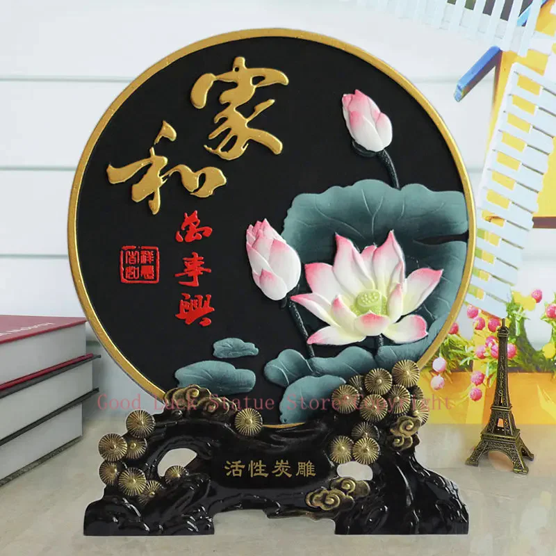 HOT SALE --HOME office ROOM TOP decoration ART Bless family business efficacious Mascot Lotus flower FENG SHUI Sculpture art