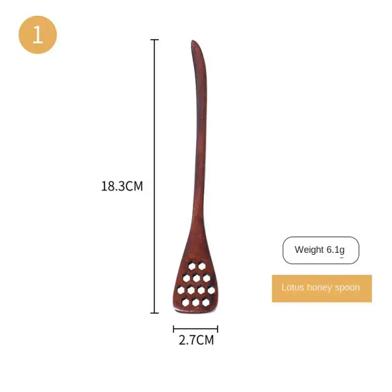 1PC Wood Honey Stirring Rod Creative Wood Spoon Carved Hollow Honey Stirring Wood Spoon Kitchen Cooking Utensil Tool