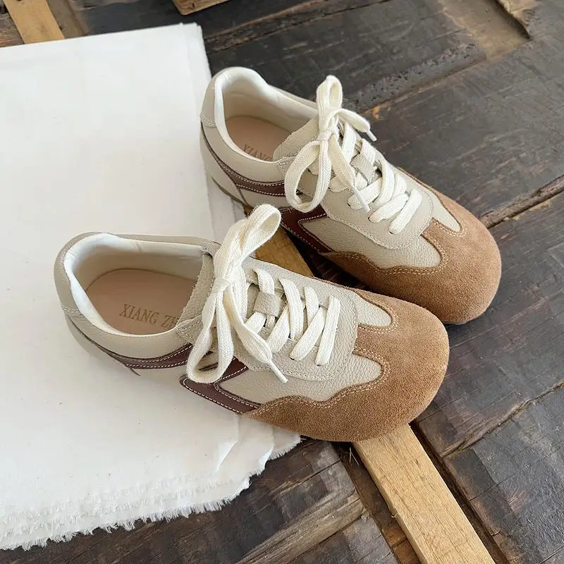 Careaymade-Genuine Leather wider toe women\'s shoes,soft sole comfortable casual single shoes,lace Barefoot small white shoes