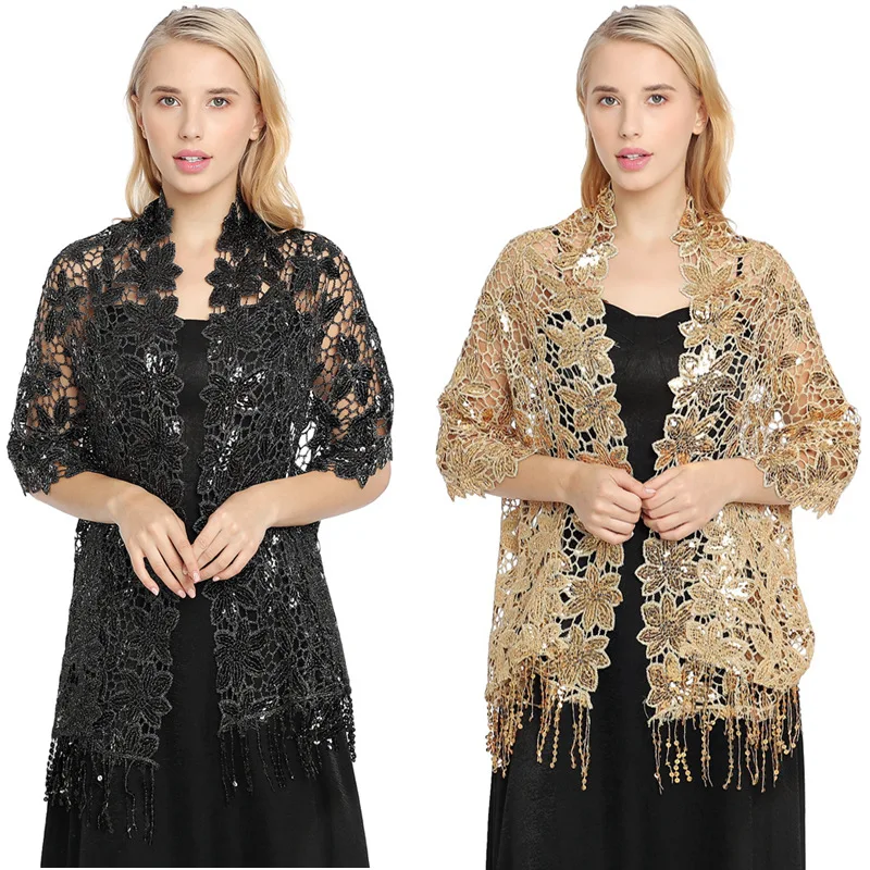 

Sequin Fringe Shawl New Design Elegant Luxury Chic for Western Dinner Party Banquet Cheongsam Evening Gown Formal Events