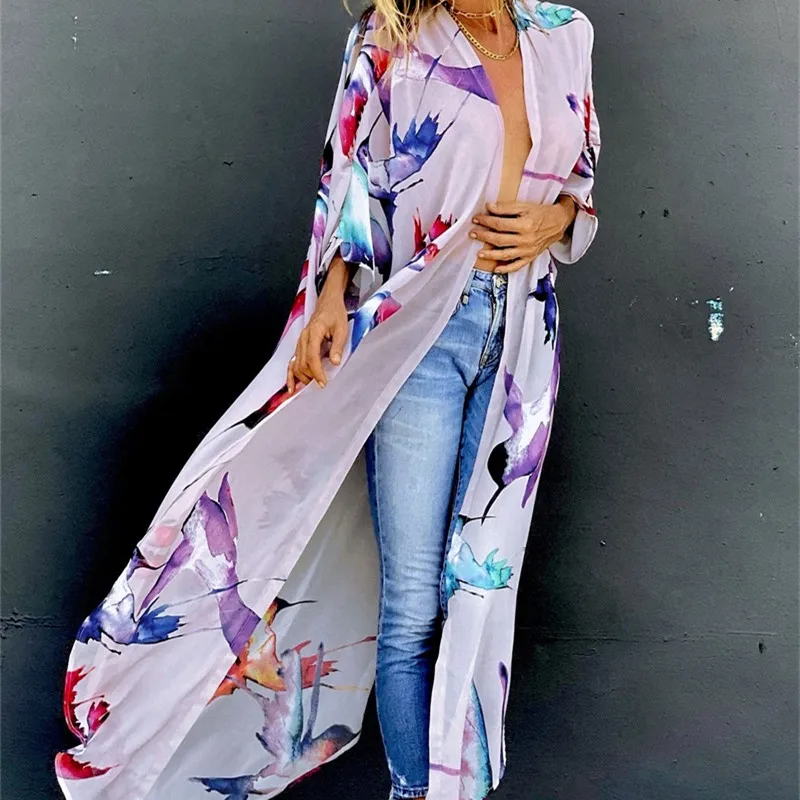 セクシーな夏の女性の印刷ビーチブラウス水泳カバーアップ女性ビーチトップスビーチ水着ビキニカバーアップ衣装ビーチウェア