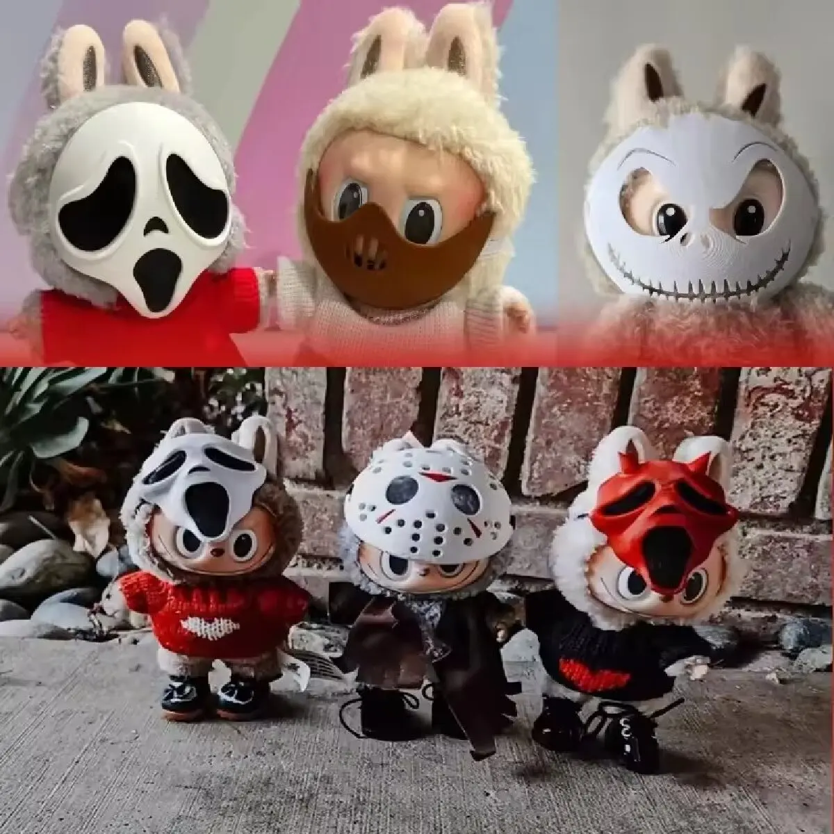 

For 17cm Labubu Mask Doll Cute V1 V2 V3 Halloween Accessories Collectible Soft Toys Fashionable Home Decor