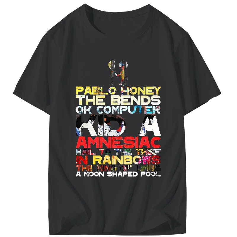 Camiseta Radiohead para mujer, Camiseta de algodón de Anime de banda de Rock de música independiente para hombre Letnia Męska Koszulka Z Wysokiej, ropa para mujer, camiseta superior