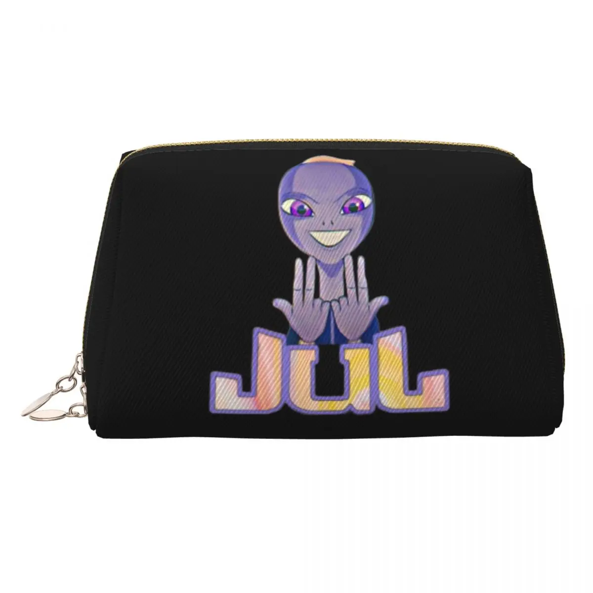 Custom French Rapper Jul Sign Women Cosmetic Bags Travel Makeup Organizer Pouch Toiletry Storage Dopp Kit Case