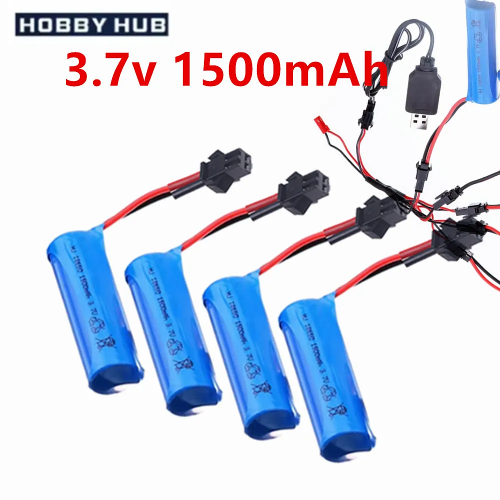 ️️3.7V 18650 1500mah Li-ion Battery For RC Stunt Car Q85 Q70 Rc Car Toys SM-2P Plug RC Boat Car Water soft Gun Batteries Part
