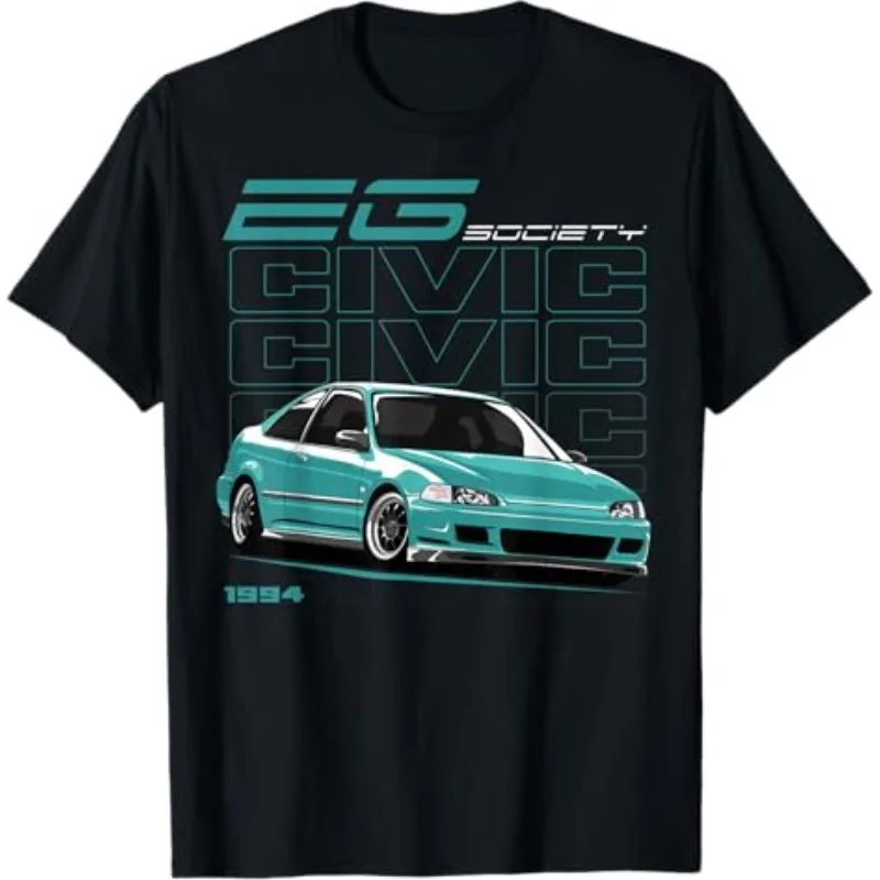 

Мужская и женская футболка Honda Civic Eg Car Racing Мотоциклетная культурная рубашка Летняя езда для любителей бездорожья с короткими рукавами
