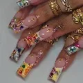 

24Pcs Autumn Winter Y2K Diamond French Crocodile Pattern Press On Nails, Luxury Reusable Fake Nails For Women Girls Daily Wear