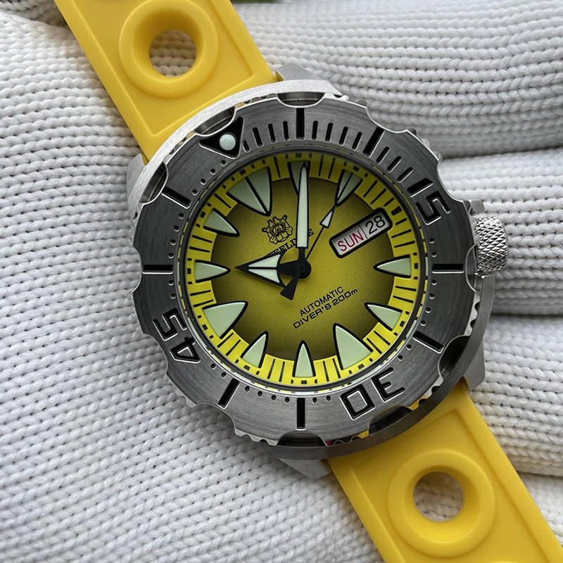 Reloj Automático STEELDIVE para hombre, reloj de pulsera mecánico de 42,2mm para buzo, resistente al agua 20ATM, zafiro luminoso C3, esfera Monster NH36