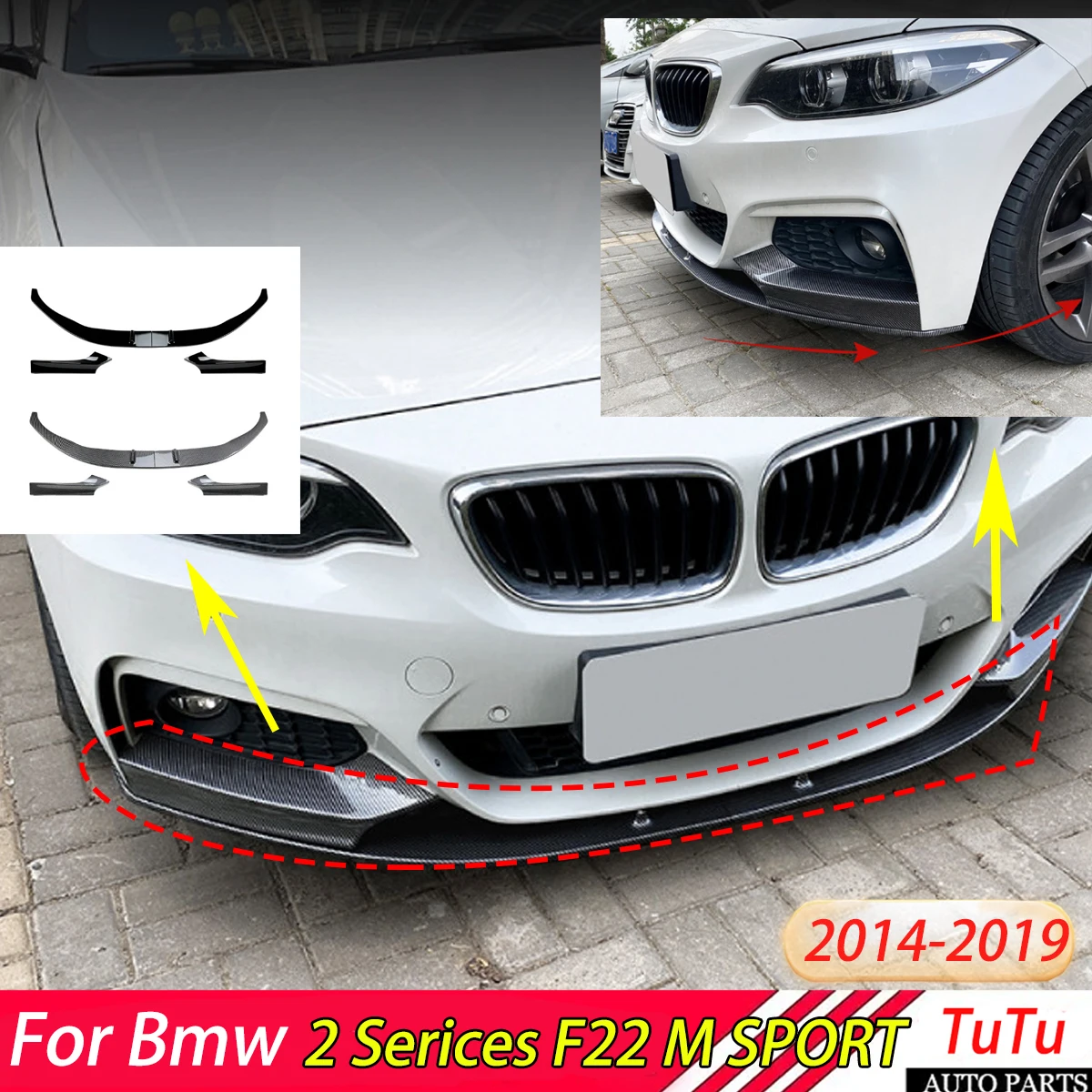 

Передний бампер для BMW 2 серии F22 F23 M Sport 2014-2019, спойлер-накладка, внешний декоративный защитный кожух, тюнинг