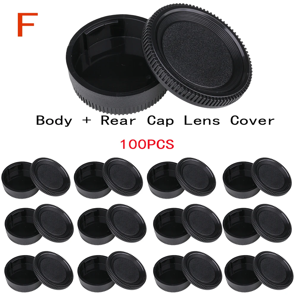 100 PCS For Nikon F mount AI AIS Lens Rear Cap or Camera Body Cap or Cap set Plastic Black Lens Cover Lid No Logo for D850 D500