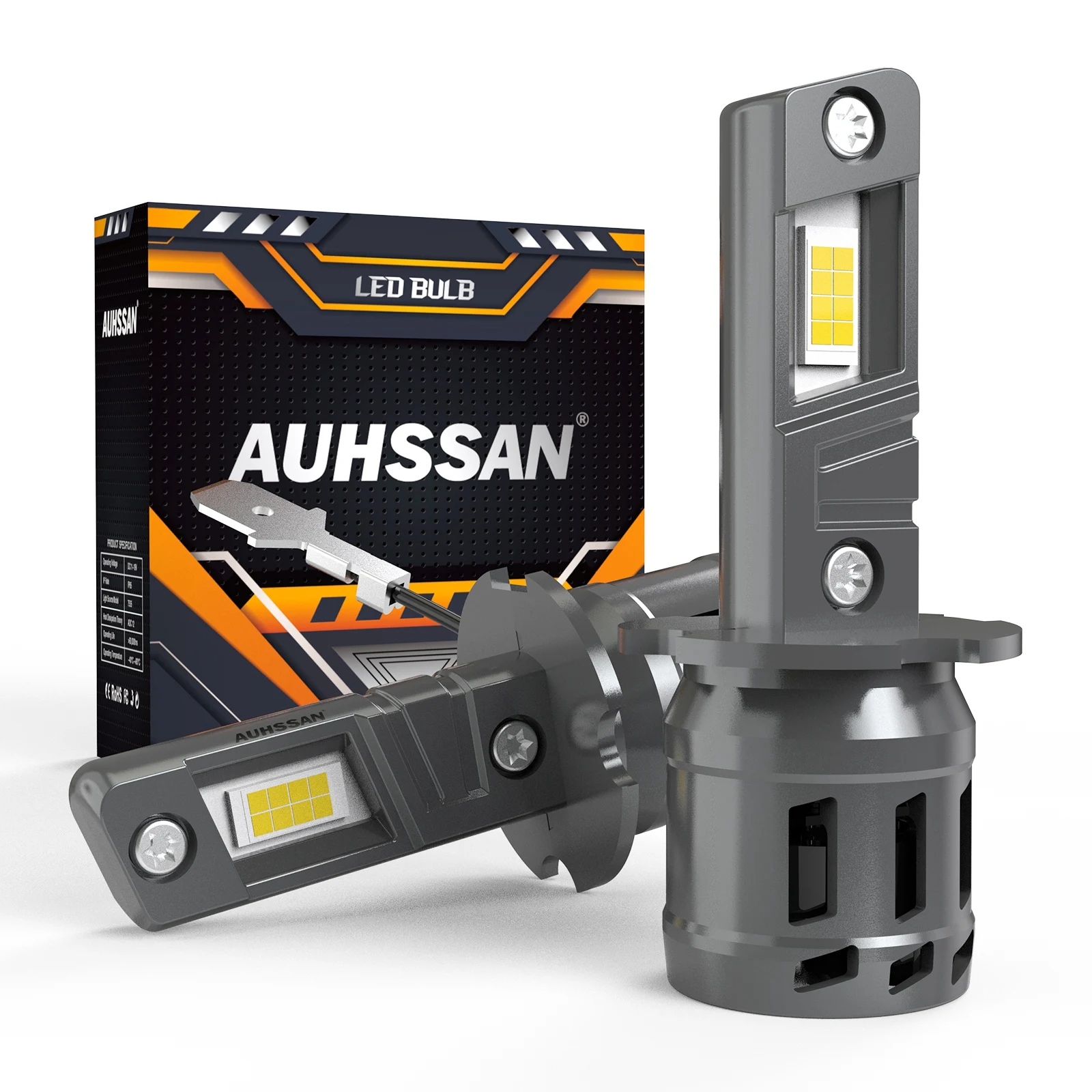 

AUHSSAN 2pcs H3 Led Car Headlight with Fan GC-7535 Chips Auto Car Bulb Nice Cut Line Plug and Play For Opel Corsa C B 1993~2006