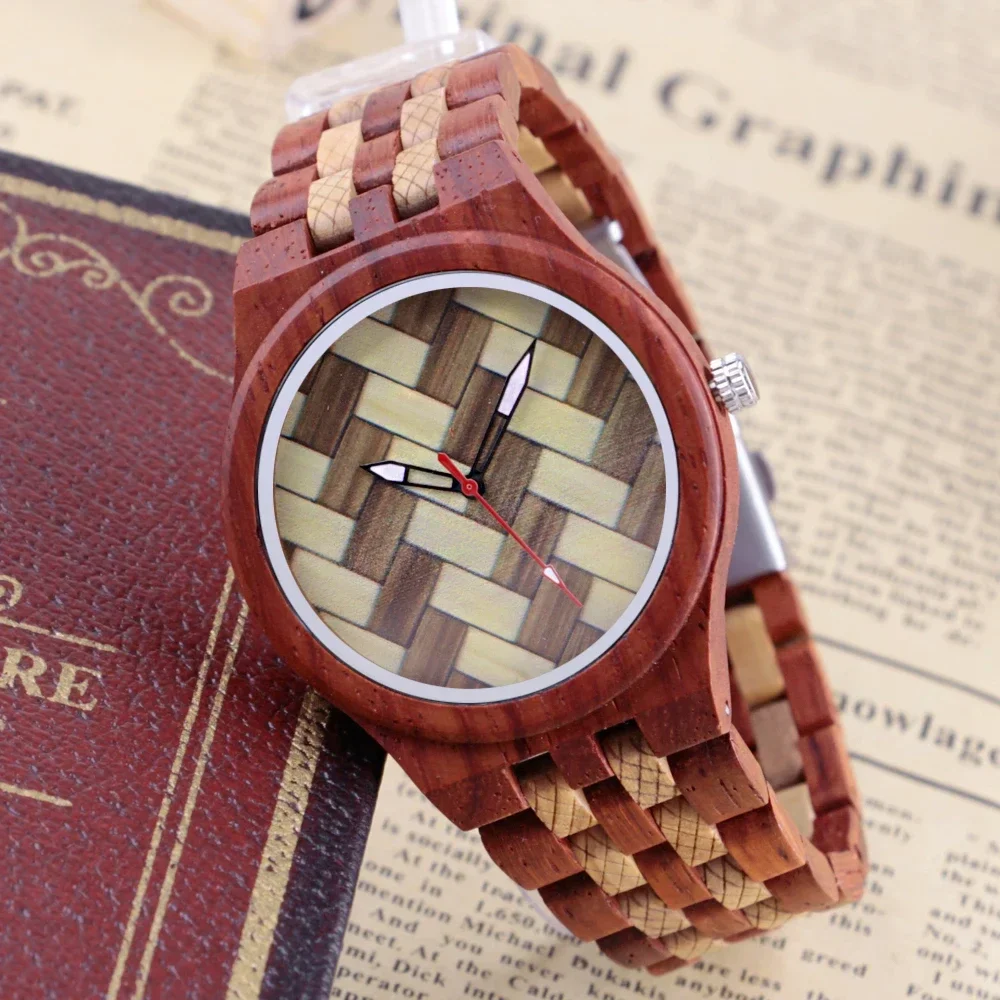 

Мужские часы из натурального бамбука, деревянные часы - креативные новые модные кварцевые цифровые рождественские подарочные часы ручной работы