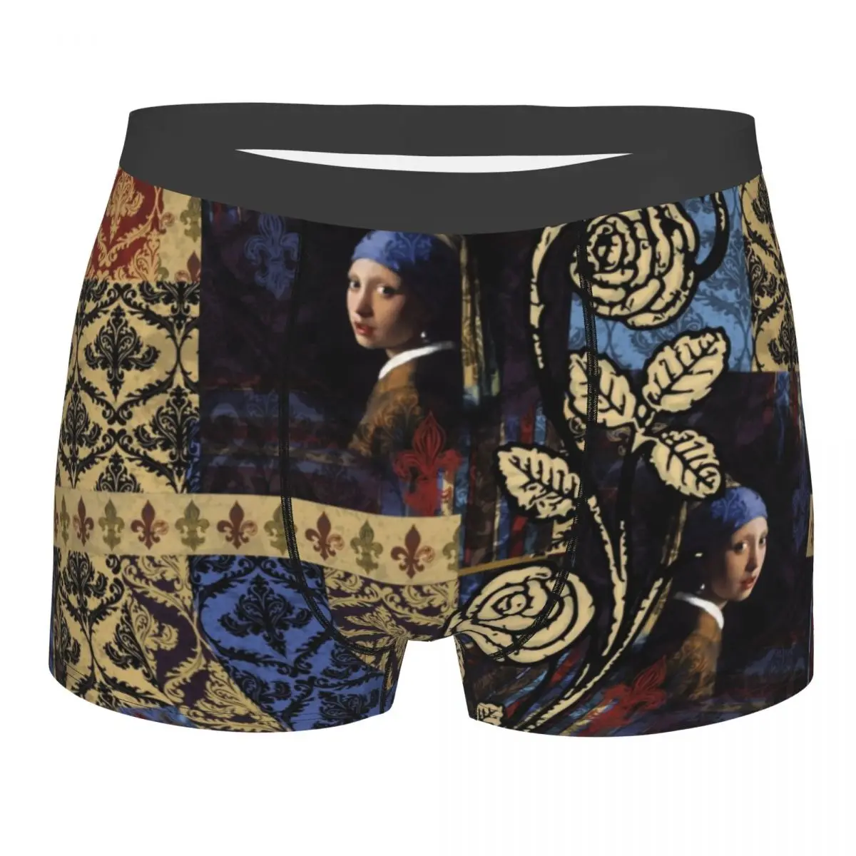 Custom Roughly Royal Johannes Vermeer Fleur De Lis Boxer Shorts Men Male Soft Girl with a Pearl Earring Underwear Panties Briefs