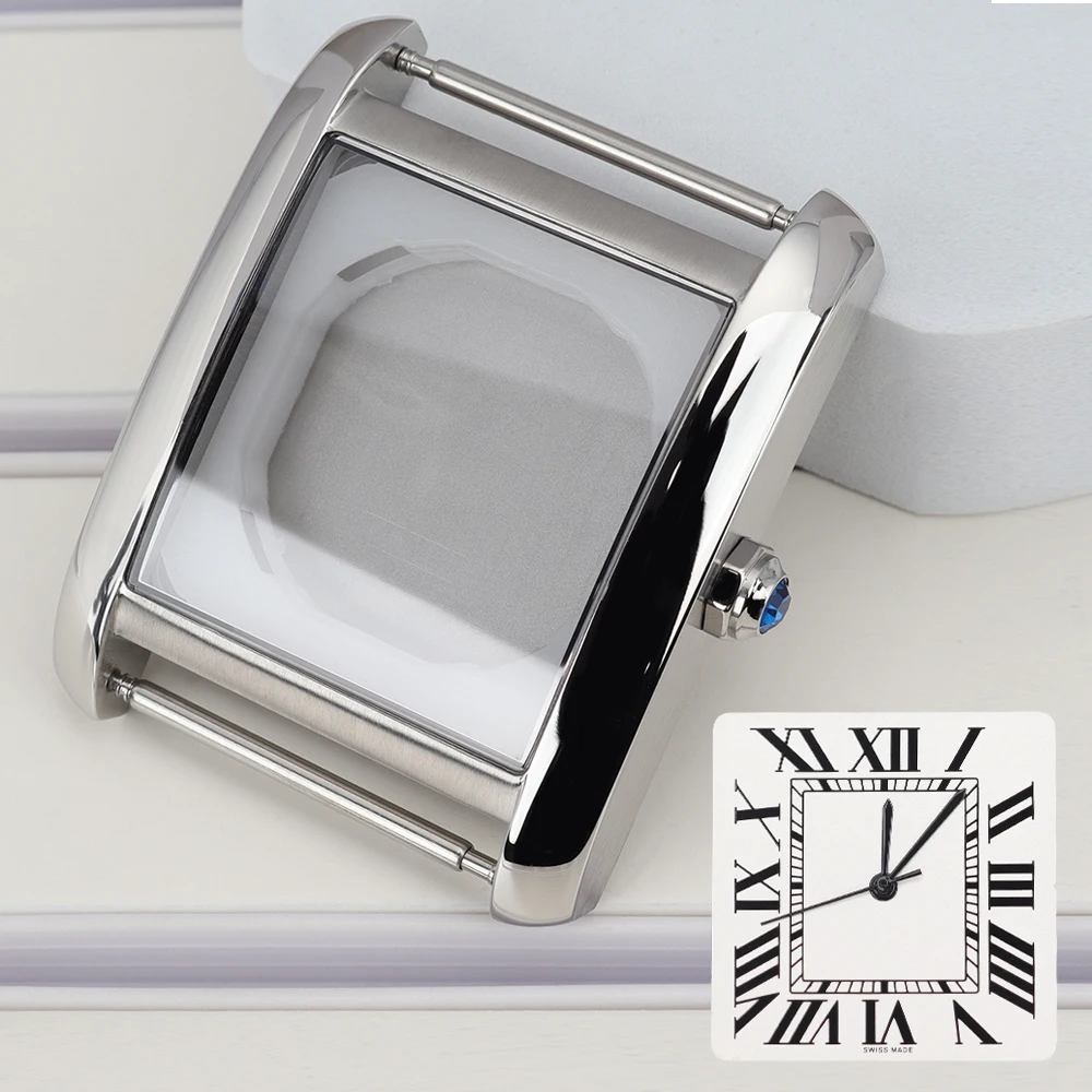 34.6mm Watch Case Silver Stainless Steel Watch Assemble Repair DIY Accessories Domed Sapphire For Miyota 2115 Quartz Movement image 3