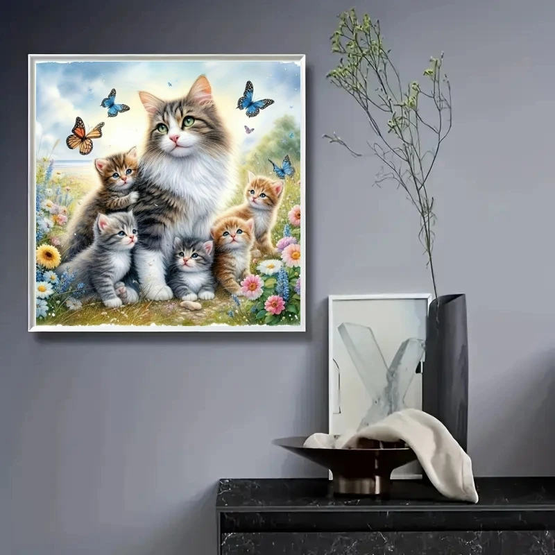 

Animal Cute Cat 5D DIY Diamond Painting Flowers Full Rhinestone Embroidery Cross Stitch Butterfly Mosaic Picture Wall Decor Gift