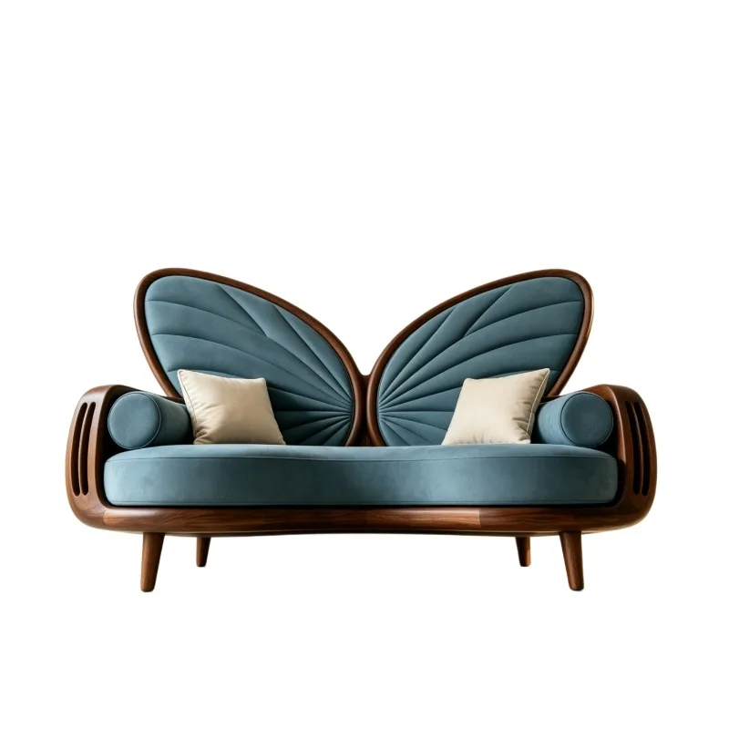 Chinese butterfly wing solid wood sofa, North American black walnut living room furniture