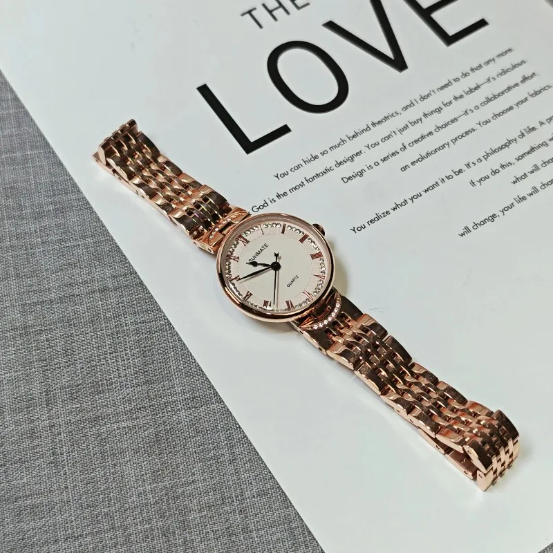 Hot Selling Brand Stainless Steel Strap Watch for Women Luxury Gift Quartz Watch Simple and Fashionable Student Quartz Watch